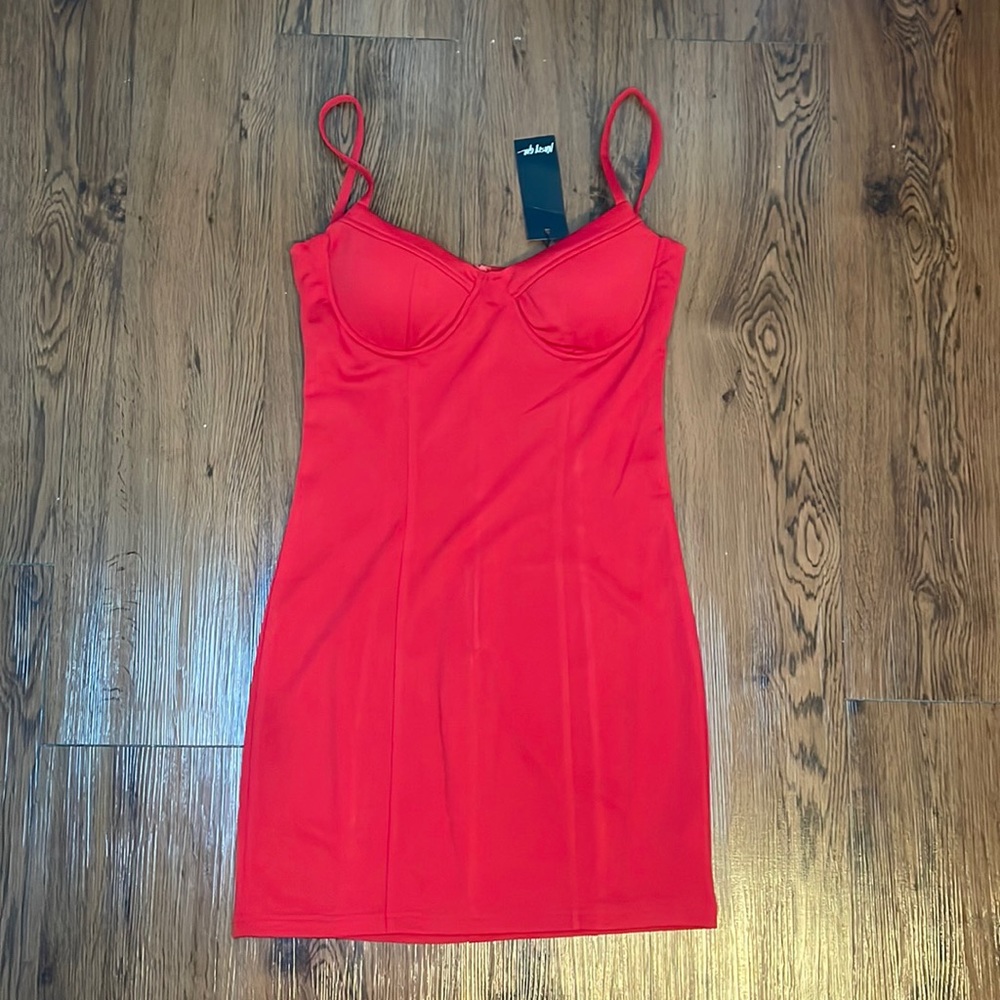 Red body con, bustier dress. Size 2